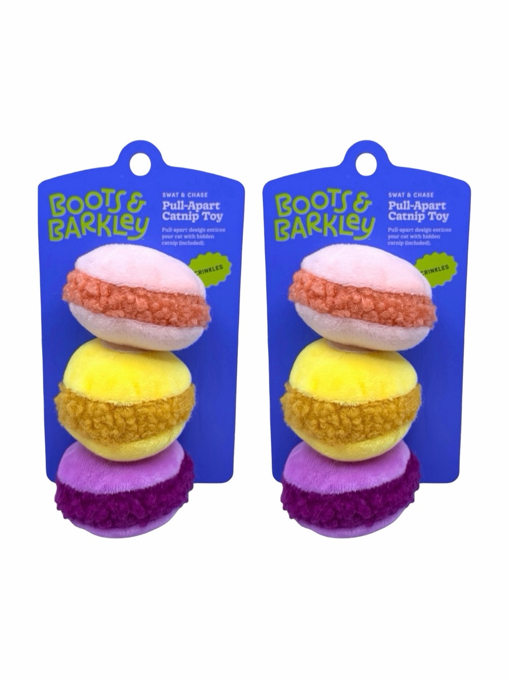 Boots & Barkley Swat & Chase Pull-Apart Catnip Macaron Toy - 3 Pack - 2 Sets